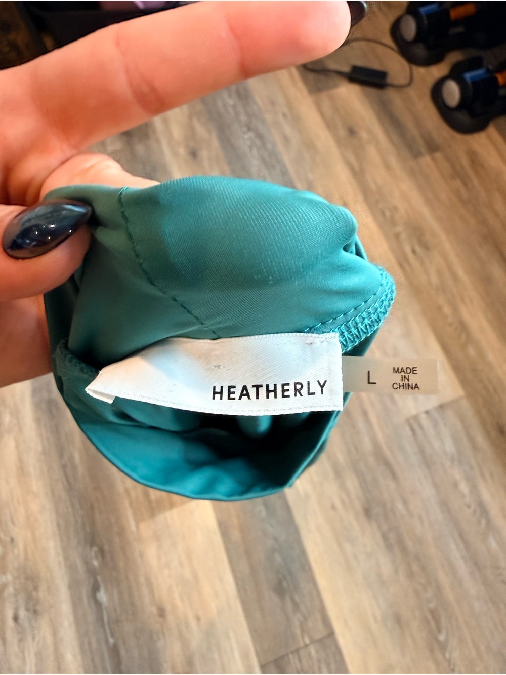 Heatherly Teal Cutout Back Bodysuit Size L - Picture 3 of 4